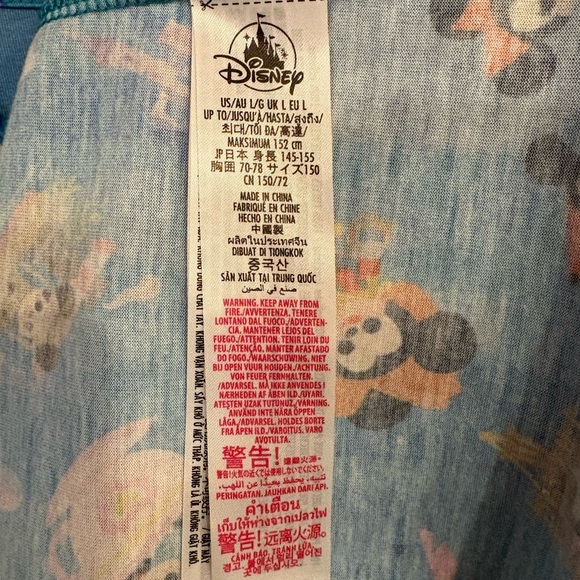 Disney Parks Joey Chou Dress L Blue Mickey Minnie Stitch Castle Pink Bow EUC - Picture 4 of 6